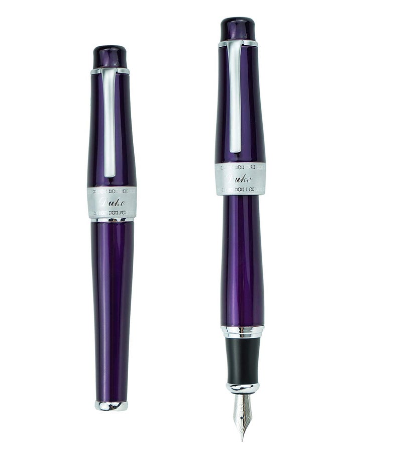 Asvine Duke Luxury Purple Fountain Pen Fine Nib, Charlie Chaplin Series, Unique Design Collection Heavy Pen with Pouch - Image 1